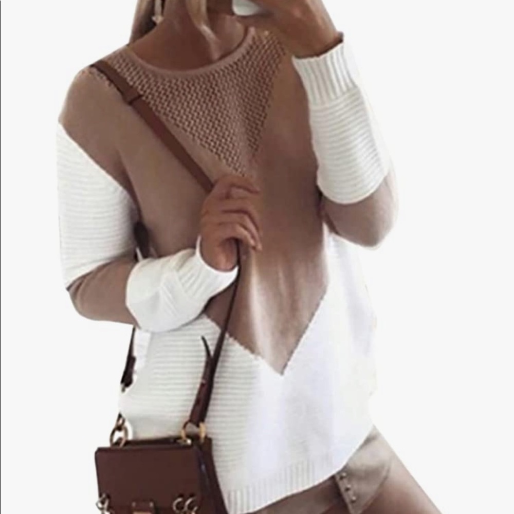 Camel V Pattern Sweater